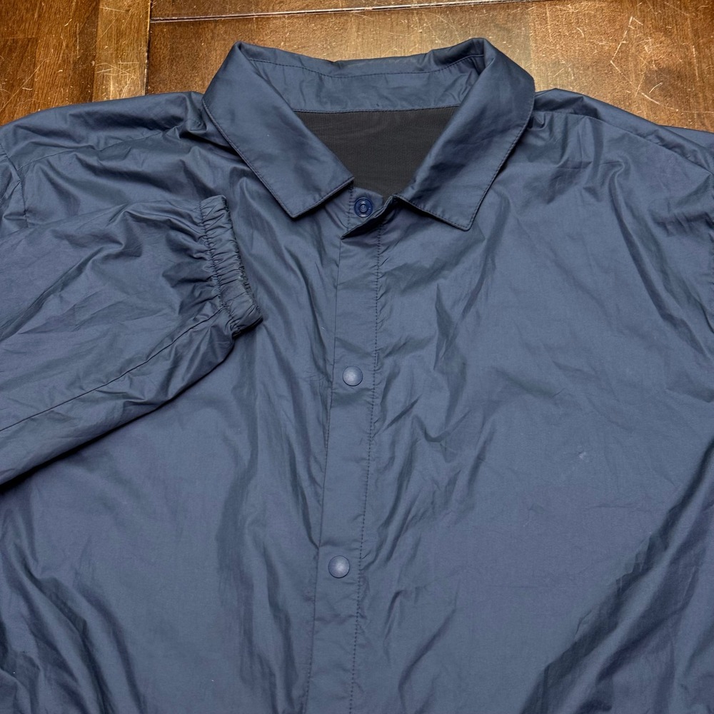 Lululemon Coaches Jacket Mens L Navy Blue Snap Front Windbreaker Activewear